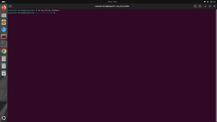 Command Line Interface after changing directory using "cd" command