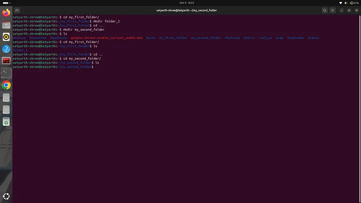 Viewing files and folders inside my_second_folder using command line interface