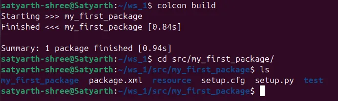 Viewing files and folders inside our package using "ls" command