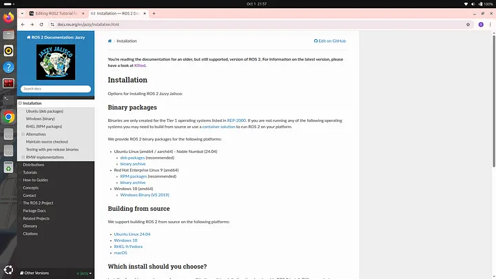 Installation page of official ROS 2 Documentation