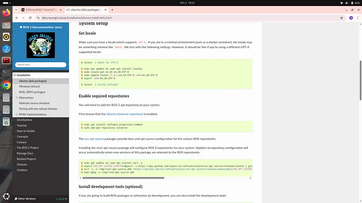 Set of commands for installation