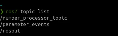 Output of the command — ros2 topic list|322