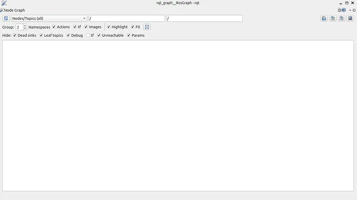 rqt_graph interface showing no active nodes