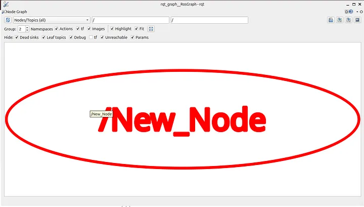 rqt_graph showing New_Node as an active, running node