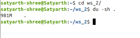 Total storage occupied by the workspace, shown as 981 MB|460
