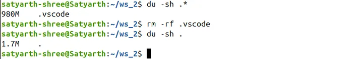 Workspace storage reduced to 1.7 MB after deleting .vscode|468