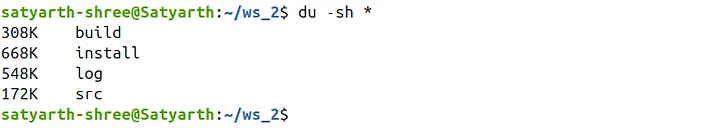 Output of "du -sh *" showing storage per top-level folder