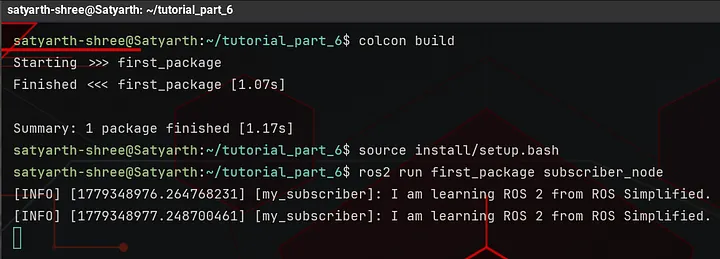Subscriber node displaying messages after the publisher starts running